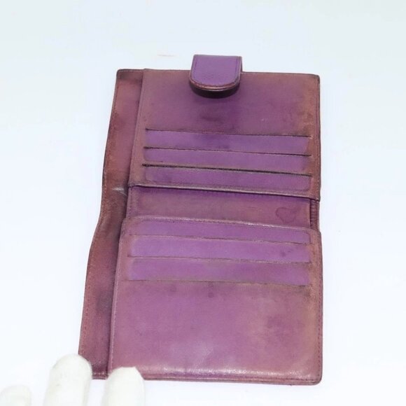 CHANEL COCO Mark Wallet Grained Calf Skin Purple Gold - Picture 7 of 16